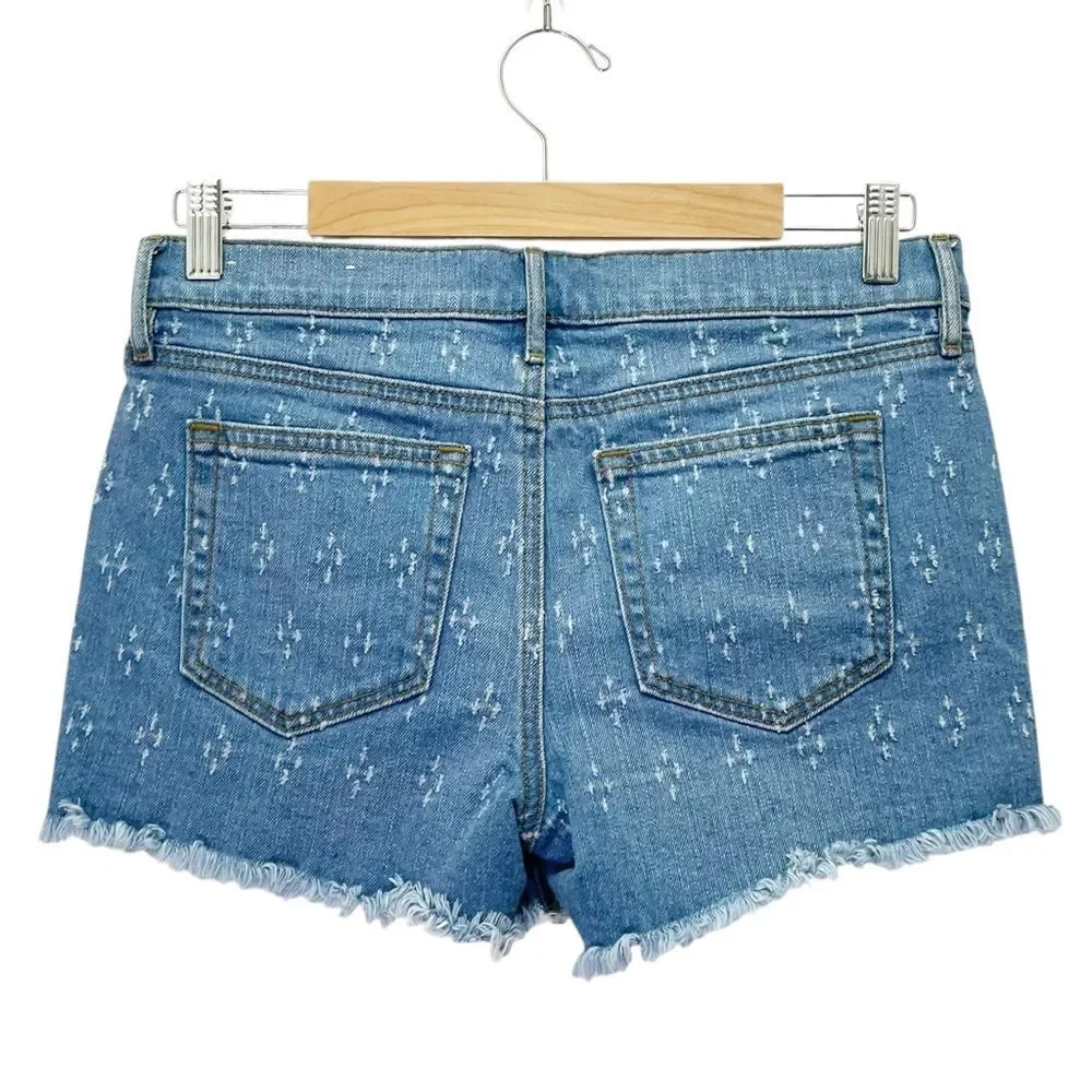 LOFT Punched Cut Off Denim Shorts in Botanic Blue Wash Size 26 | 2 Frayed Hem
